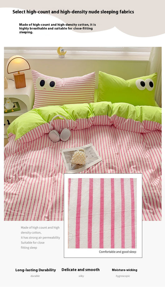 Juego de Cama Ojos Grandes - Funda Nórdica 4 Piezas Efecto Satinado - Image 31