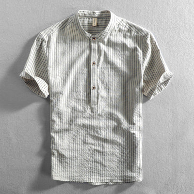 Camisa Casual Holgada de Manga Corta a Rayas para Hombre Talla Grande - Image 4