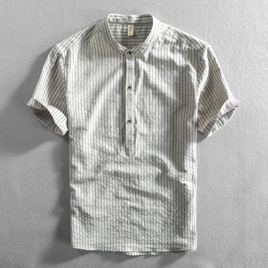 Camisa Casual Holgada de Manga Corta a Rayas para Hombre Talla Grande - Image 4