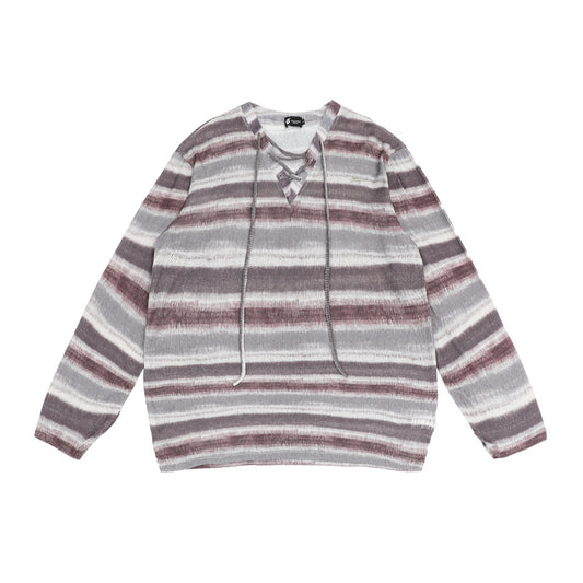 Camiseta Básica Rayada Tejida para Hombre y Mujer