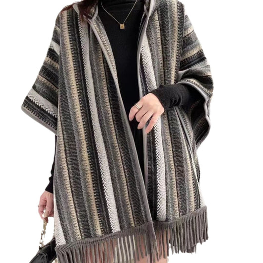 Poncho Étnico Convertible con Capucha - Image 5