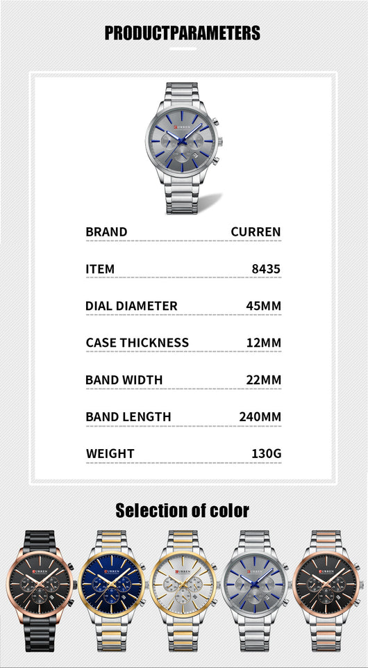 Reloj de Negocios Impermeable para Hombre con Calendario de Seis Manecillas - Image 11