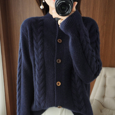 Cardigan Tejido Grueso con Solapa Suelta y Textura Retorcida - Image 4