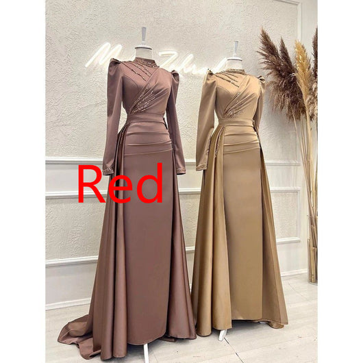 Vestido Islámico Elegante de Manga Larga con Cuello Mao Desmontable - Image 3