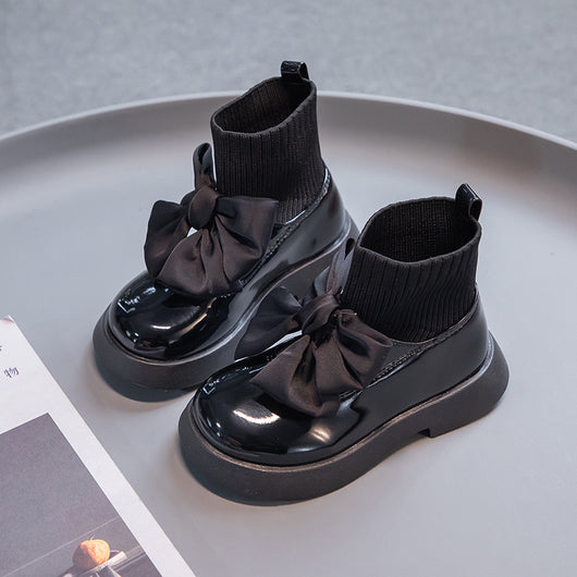 Botas de Cuero Estilo Princesa con Moño para Niñas - Otoño - Image 5