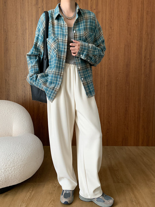 Camisa de Algodón Peinado Estilo Vintage a Cuadros Manga Larga - Image 26