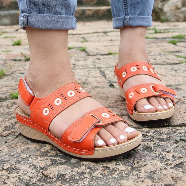 Sandalias Plataforma Ligeras con Bordado y Tiras Ajustables