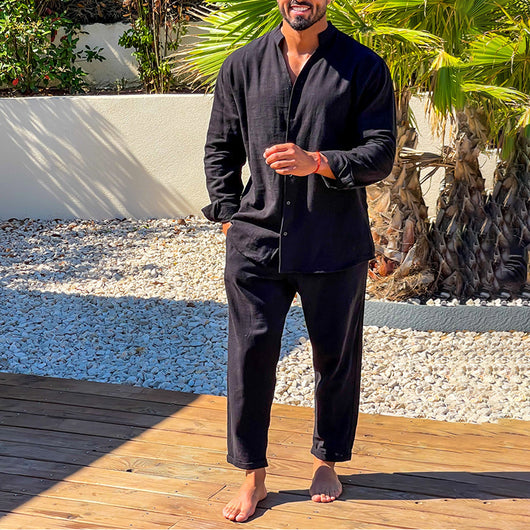 Conjunto Casual de Dos Piezas con Camisa de Manga Larga para Hombre - Image 13