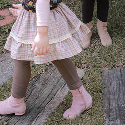 Pantalón Falda Acolchado Cuadrille Coreano para Niña con Forro Polar - Image 5
