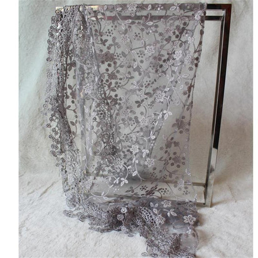 Pañuelo de Seda con Encaje Hueco y Rosa Quemada Triángulo - Image 4