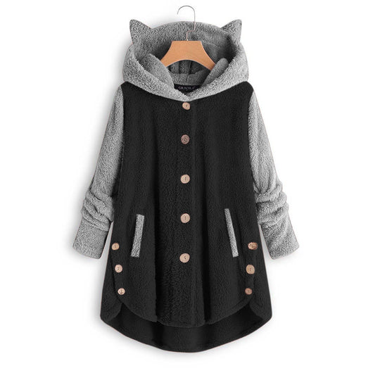 Sudadera con Capucha y Orejas de Gato - Abotonada y Peluche - Image 8