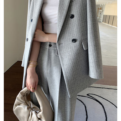 Traje de Abrigo de Lana con Pantalón Ancho para Mujer - Image 14