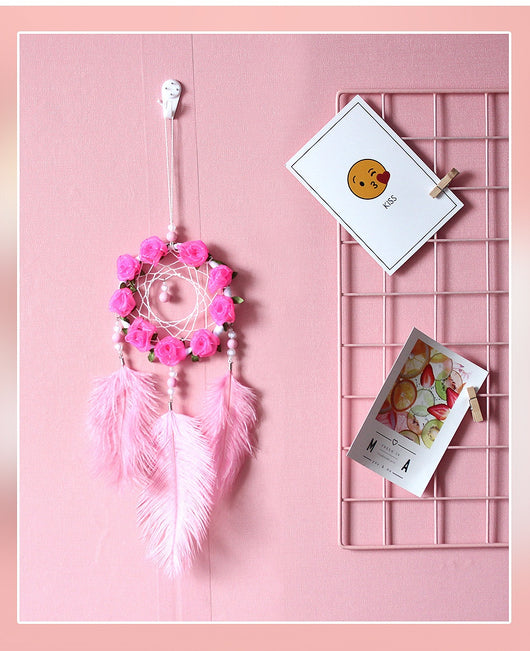 Atrapasueños con Plumas de Avestruz Rosa - Carillón Decorativo para Habitación - Image 20