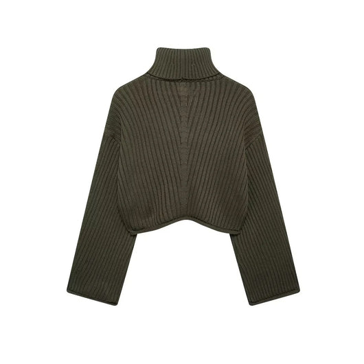 Suéter Retro Cuello Alto Tejido Acanalado
