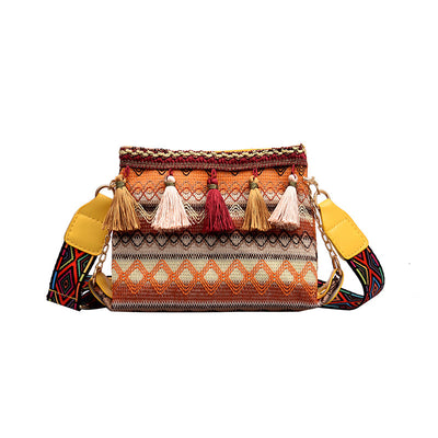 Bolso Crossbody Étnico con Flecos y Tiras Anchas - Image 5