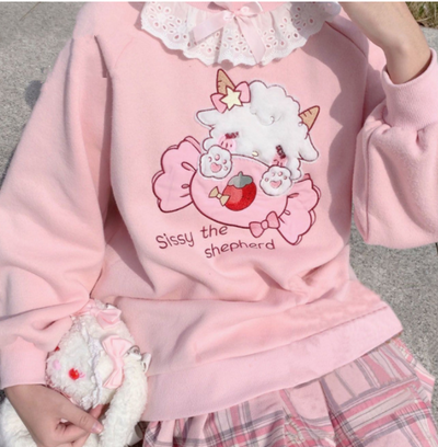 Sudadera con Cuello de Encaje Suelto para Mujer - Image 4