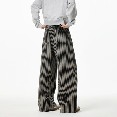 Pantalones Casuales Tejidos a Rayas con Corte Recto para Hombre - Image 4