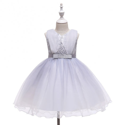 Vestido Azul Elegante para Niñas - Diseño Floral Cuello en V - Image 6