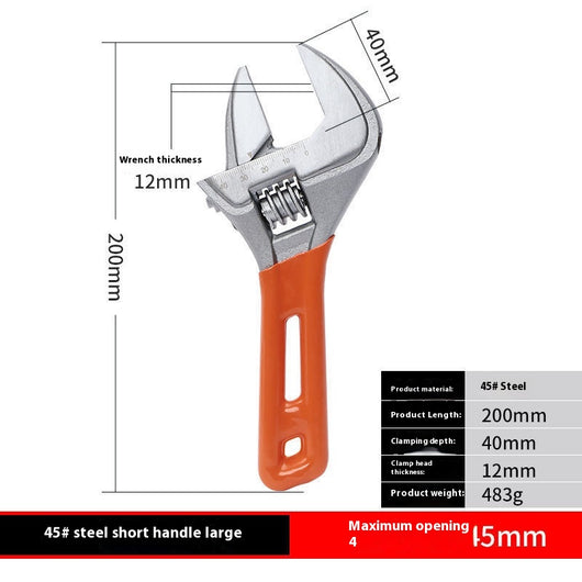 Llave Inglesa Ajustable Portátil de Apertura Grande - Image 8