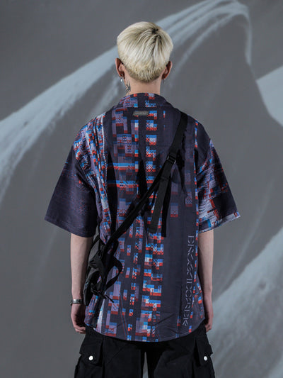 Chaqueta Camisa Suelta con Estampado y Mangas de Cinco Puntos - Image 4