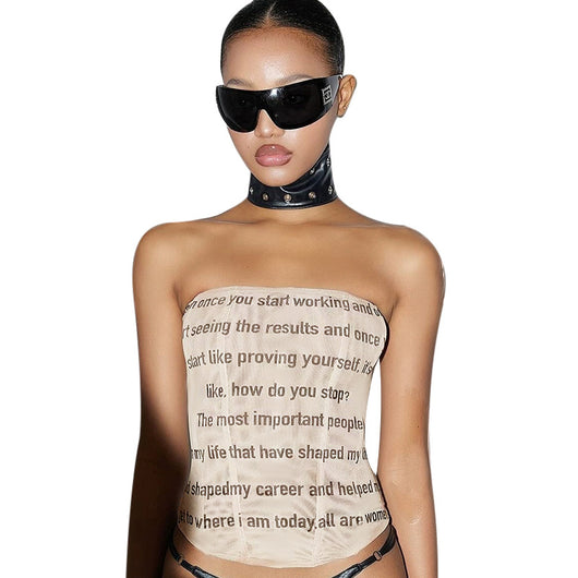 Chaleco Estampado con Letras sin Tirantes para Mujer - Image 5