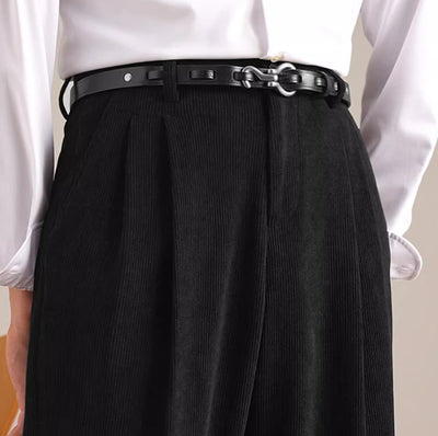 Pantalones Plisados Retro de Cintura Alta en Pana - Image 13