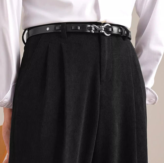 Pantalones Plisados Retro de Cintura Alta en Pana - Image 13