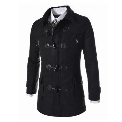 Chaqueta Larga con Capucha en Colores Sólidos para Hombre - Image 6