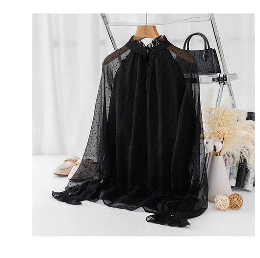 Blusa Larga de Gasa con Lunares para Mujer - Image 11
