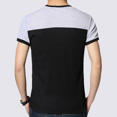 Camiseta Manga Corta de Algodón con Costuras Combinadas para Hombre - Image 8