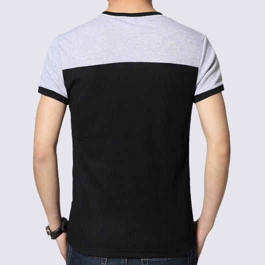 Camiseta Manga Corta de Algodón con Costuras Combinadas para Hombre - Image 8