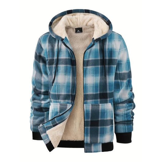 Chaqueta Impermeable de Lana a Cuadros con Capucha para Hombre - Image 2