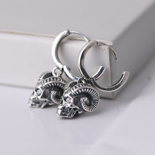 Aretes Vintage Rey Ciervo Plata S925 Acabado Antiguo - Image 9