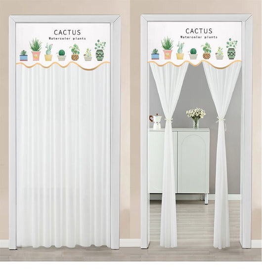 Double-layer blackout doorway curtain with a light blue top featuring a cartoon bear and "LUCK DAY!" text. - Image 24