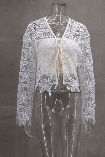 Vestido Bandage Elegante con Encaje Floral Calado y Bordado - Image 10