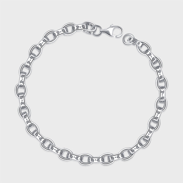 Pulsera de Plata Punk Personalizada con Ancla y Cruz - Diseño Minimalista para Parejas - Image 4