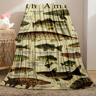 Manta Franela Estampada con Diseño de Peces de Dibujos Animados - Image 3
