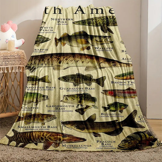 Manta Franela Estampada con Diseño de Peces de Dibujos Animados - Image 3