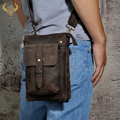 Bolsa Bandolera de Cuero para Hombre - Mochila Compacta con Soporte para Cámara - Image 12