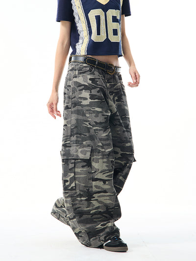 Overol Ancho Camuflaje Retro para Mujer - Pantalón Suelto y Casual - Image 21