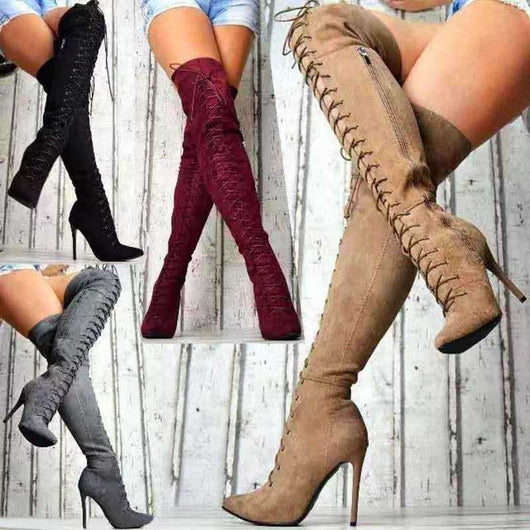 Botas Stiletto Largas de Gamuza para Mujer - Elegancia y Sofisticación