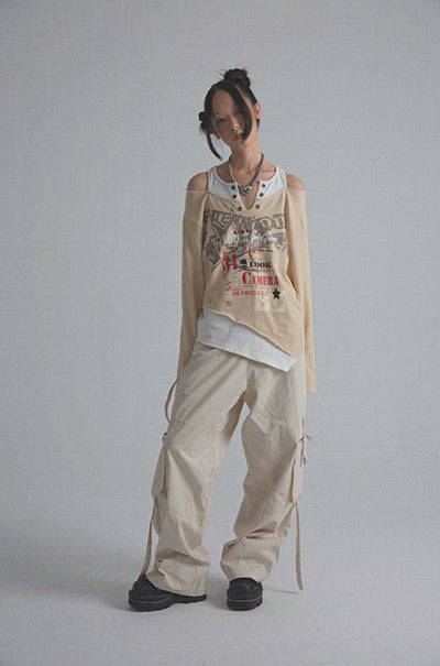 Blusa Vintage Efecto Capas con Estampado y Mangas Largas - Image 5