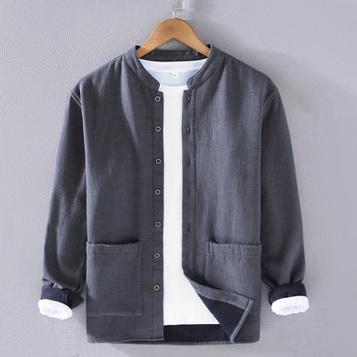 Chaqueta Casual Hombre Algodón Lino Grueso Corte Relajado - Image 4