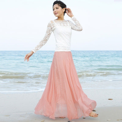 Vestido Playero Elegante de Gasa de Seda Dorada - Corte Amplio - Image 23