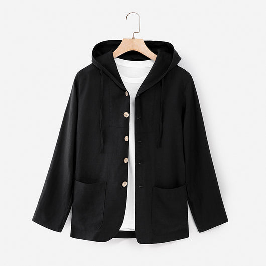 Chaqueta Lino Casual con Capucha - Suelta y Transpirable - Image 7