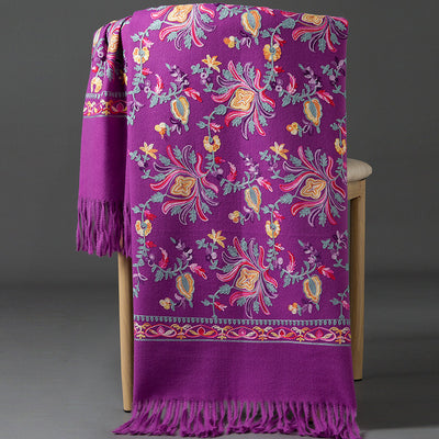 Bufanda Cashmere Tibetana Bordada Gruesa para Invierno - Image 15