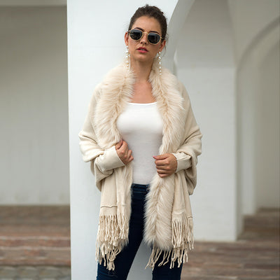 Capa Cardigan con Cuello de Piel y Flecos para Otoño e Invierno - Image 12
