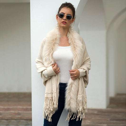 Capa Cardigan con Cuello de Piel y Flecos para Otoño e Invierno - Image 12
