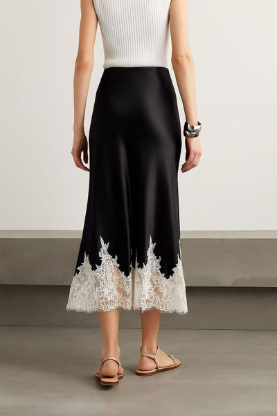 Falda Fishtail de Encaje Satinado Premium con Costura de Cadera - Image 14