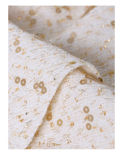 Falda Blanca Corta con Lentejuelas Doradas Diseño A-Line - Image 9